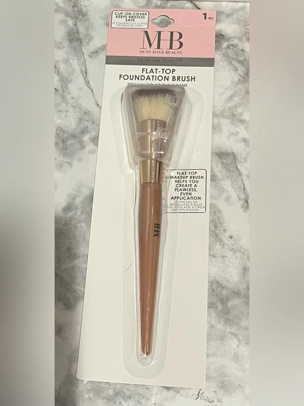 MHB Must Have Beauty flat top foundation brush with cover NWT